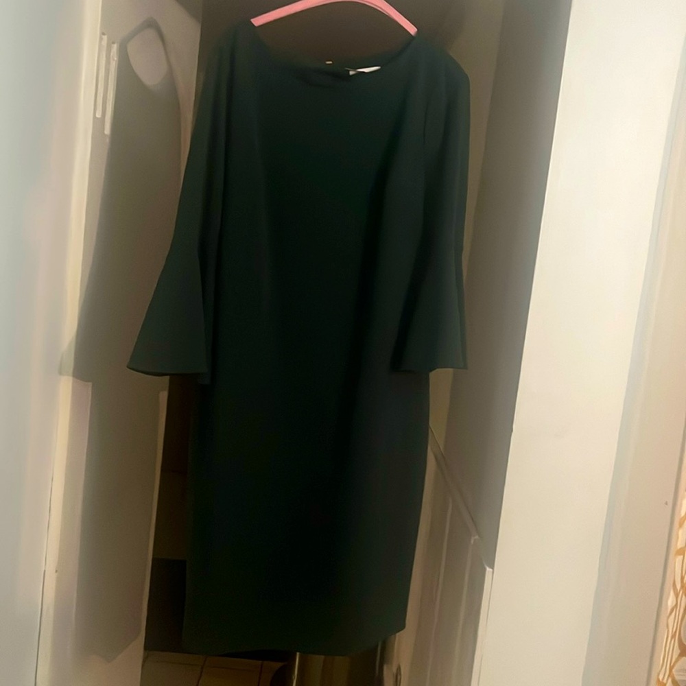 Forest green dress with bell sleeves
